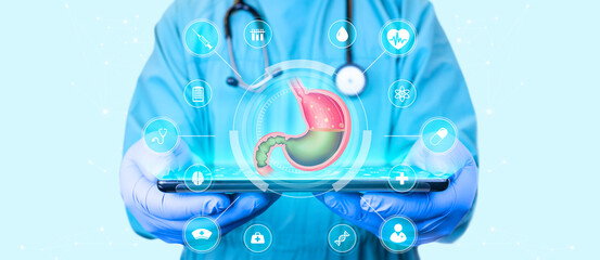 Stomach ache and epigastric abdominal pain, fire in the stomach. Symptoms of stomach acid reflux...