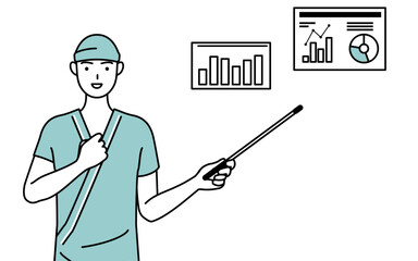 業績グラフを分析するす男性入院患者