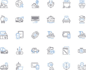 Mechanisms line icons collection. Gears, Levers, Springs, Cams, Pulleys, Cranks, Hinges vector and linear illustration. Linkages,Bearings,Ratchets outline signs set