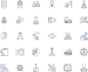 Economic line icons collection. Inflation, Recession, Growth, Poverty, Unemployment, Globalization, Market vector and linear illustration. Trade,Prosperity,Debt outline signs set