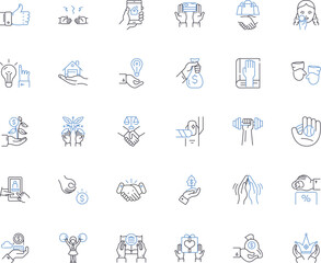 Improvement line icons collection. Progress, Advancement, Upgrade, Enhancement, Development, Refinement, Betterment vector and linear illustration. Amplification,Empowerment,Augmentation outline signs