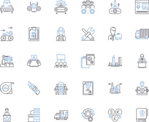 Service provider line icons collection. Reliable, Experienced, Professional, Knowledgeable, Efficient, Trusrthy, Punctual vector and linear illustration. Dedicated,Quality,Effective outline signs set