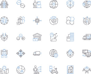 Allotment line icons collection. Gardening, Vegetables, Harvest, Plot, Community, Sustainability, Compost vector and linear illustration. Soil,Greenery,Fruits outline signs set