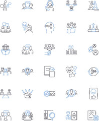 Entrepreneurial training line icons collection. Initiative, Innovation, Creativity, Risk-taking, Vision, Leadership, Adaptability vector and linear illustration. Resilience,Agility,Resourcefulness
