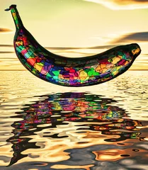 Türaufkleber Stained glass abstract banana © Robin