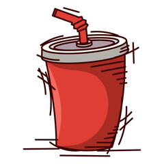 Isolated retro soda sketch image Vector