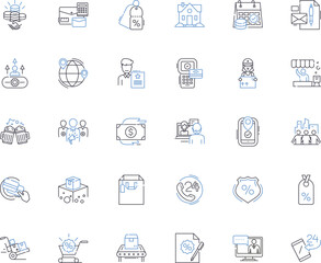 Disposable income line icons collection. Discretionary, My, Salary, Paycheck, Earnings, Cash, Savings vector and linear illustration. Budget,Wealth,Affluent outline signs set