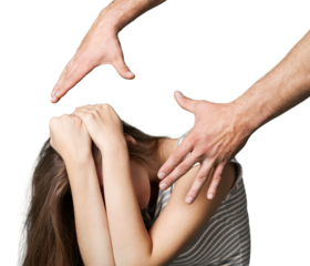 Concept violence in family with an unhappy woman