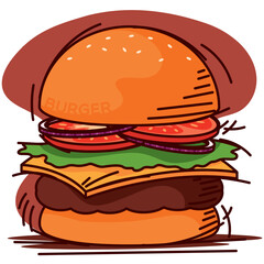 Isolated retro cheeseburger sketch image Vector