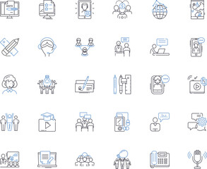 Neighbourhood citizens line icons collection. Community, Diversity, Inclusion, Unity, Collaboration, Empathy, Support vector and linear illustration. Volunteerism,Leadership,Fellowship outline signs