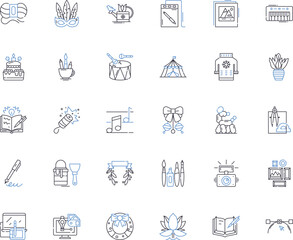 Original concept line icons collection. Innovation, Creativity, Novelty, Piering, Revolutioanry, Unconventional, Unique vector and linear illustration. Bold,Distinctive,Trailblazing outline signs set