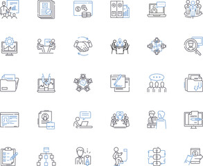 Enterprise line icons collection. Growth, Leadership, Innovation, Strategy, Collaboration, Empowerment, Efficiency vector and linear illustration. Resilience,Performance,Agility outline signs set
