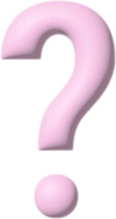 3D rendering question mark on pink background. FAQ concept on png background