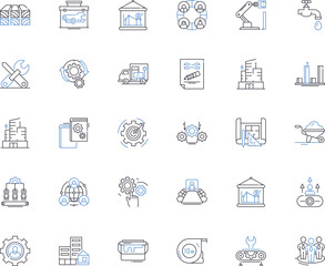 Environmental impact line icons collection. Carbon, Pollution, Deforestation, Emissions, Climate, Waste, Conservation vector and linear illustration. Habitat,Biodiversity,Ecological outline signs set