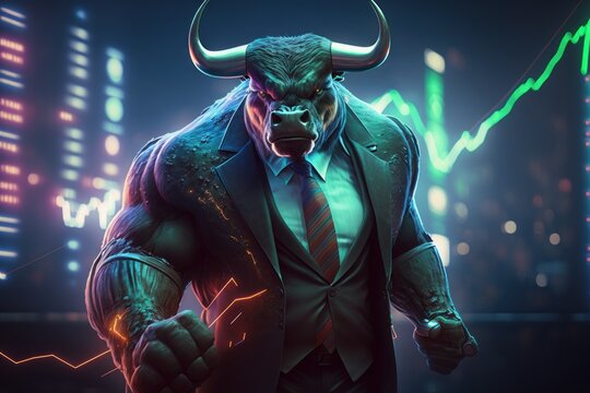 Angry Bear trading with computer, Bearish in Stock market and Crypto currency. Created by Generative Ai