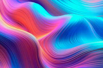Obraz premium Abstract Holographic Waves texture features a futuristic and digital design with vibrant colors and iridescent effects that create a mesmerizing and eye-catching visual experience.
