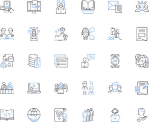 Project strategy line icons collection. Planning, Execution, Roadmap, Vision, Analysis, Scope, Alignment vector and linear illustration. Prioritization,Integration,Optimization outline signs set