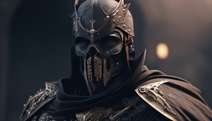 the dark knight skull warrior, digital art illustration, Generative AI