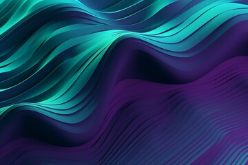 Fototapeta na wymiar Contemporary 3D Abstract Background with Undulating Surface. Violet and Turquoise Wallpaper with Copy-Space. Generative AI