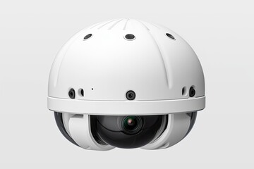white helmet with a mounted camera for action sports. Generative AI