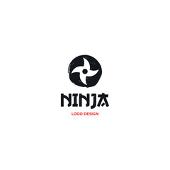 ninja shuriken logo design on isolated background