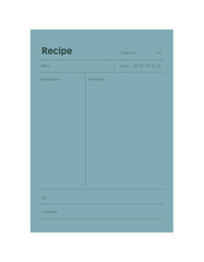Recipe. Business organizer page. Paper sheet. Realistic vector illustration.