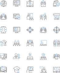 Educating line icons collection. Learning, Teaching, Knowledge, Schooling, Pedagogy, Literacy, Enrichment vector and linear illustration. Instruction,Enlightenment,Mentorship outline signs set