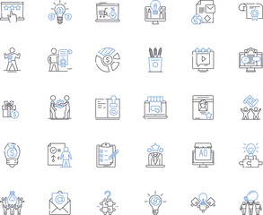 Positioning concept line icons collection. Location, Navigation, Position, Alignment, Proximity, Perception, Distance vector and linear illustration. Angle,Orientation,Direction outline signs set