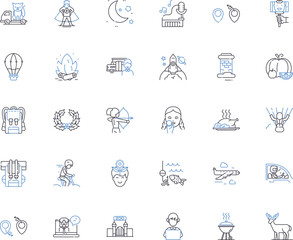 Social gatherings line icons collection. Parties, Gatherings, Festivals, Reunions, Celebrations, Assemblies, Get-togethers vector and linear illustration. Conferences,Meetups,Socials outline signs set