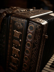 Close up of an accordion instrument - obrazy, fototapety, plakaty