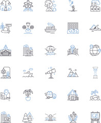 Naklejka premium Eco-friendly garden line icons collection. Sustainable, Organic, Green, Solar, Compost, Water-wise, Native vector and linear illustration. Biodiverse,Recycled,Renewable outline signs set