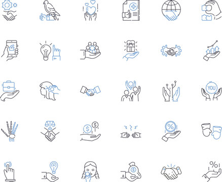 T of voice line icons collection. T, Inflection, Pitch, Volume, Style, Cadence, Accent vector and linear illustration. Clarity,Emotion,Expressiveness outline signs set