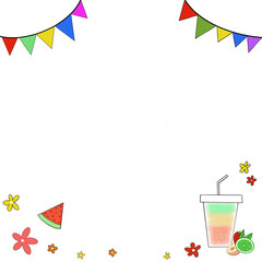 frame with confetti and ribbons