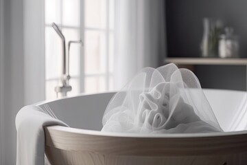 fabric soaking in a bathtub full of water. Generative AI