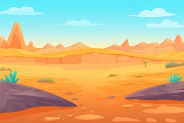 Gardinen cartoon desert landscape with rocks and plants. Generative AI © The 2R Artificiality