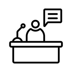 Speech outline icon for professions and jobs, lawyer, 
attorney, legal, judge, law, court, discourse, speak, communications logo