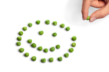 Fresh appetizing pea with green leaf