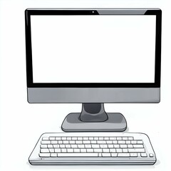desktop computer monitor with keyboard