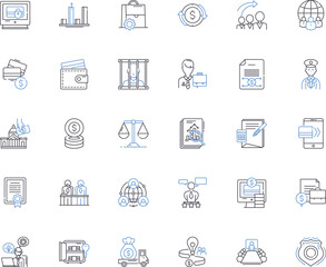 Banking organization line icons collection. Savings, Loans, Investments, Deposits, Capital, Interest, Credit vector and linear illustration. Finance,Trust,Security outline signs set