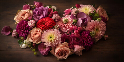Heart,shaped flower arrangement, Mother's Day bouquet, Generative AI