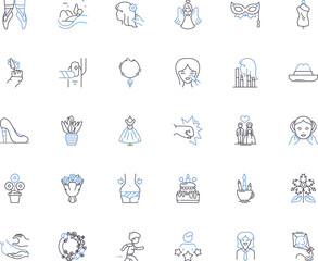 Fototapeta premium Cozy comfort line icons collection. Snug, Warm, Comfy, Inviting, Homely, Casual, Relaxing vector and linear illustration. Serene,Peaceful,Intimate outline signs set