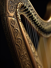 close up of a harp