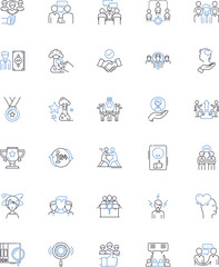 Collective education line icons collection. Collaboration, Learning, Empowerment, Shared, Synergy, Community, Inclusive vector and linear illustration. Progressive,Mutual,Co-creation outline signs set