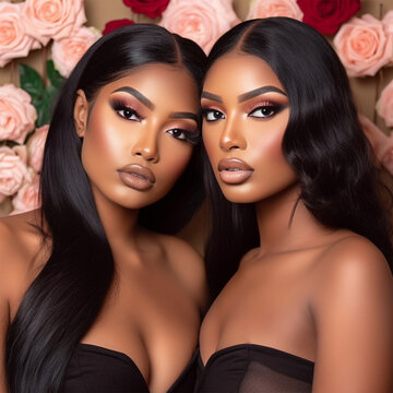 Beauty portrait photography African American Woman Hair Model Generative AI