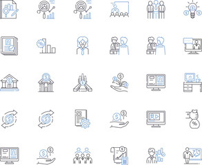 Examination line icons collection. Test, Assessment, Quiz, Diagnosis, Evaluation, Inspection, Audit vector and linear illustration. Checkup,Verification,Appraisal outline signs set