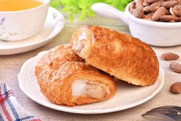 Taro mochi pastry on the plate 