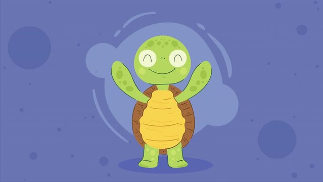 Cute Turtle Standing Walking Animation