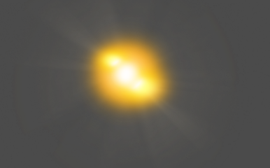 Yellow, digital lens flare and beam isolated on png or transparent background with neon and lighting. Bright light, ray and glow with shine, spark and glowing blob, abstract and flash with design