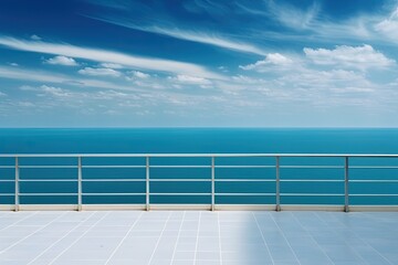 scenic balcony overlooking the ocean. Generative AI
