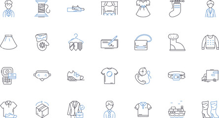 Mercantile district line icons collection. Commerce, Business, Trade, Marketplace, Retail, Peddling, Transit vector and linear illustration. Wholesale,Supply,Capitalism outline signs set